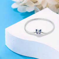 PROMO! Гривна Пандора сребро 925 Pandora Moments Butterfly Clasp Snake Chain Bracelet, снимка 3 - Гривни - 43699420