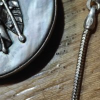 Сребърен синджир със седефена висулка (165), снимка 10 - Колиета, медальони, синджири - 41659794