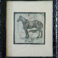Продавам оригинална картина "Композиция с кон" на художника В. Василев, снимка 1 - Картини - 44713761