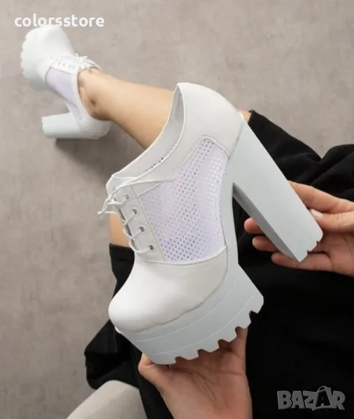 Обувки на ток - бяла кожа - FB30, снимка 1
