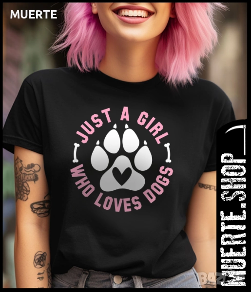 Дамска тениска с щампа GIRL WHO LOVES DOGS, снимка 1