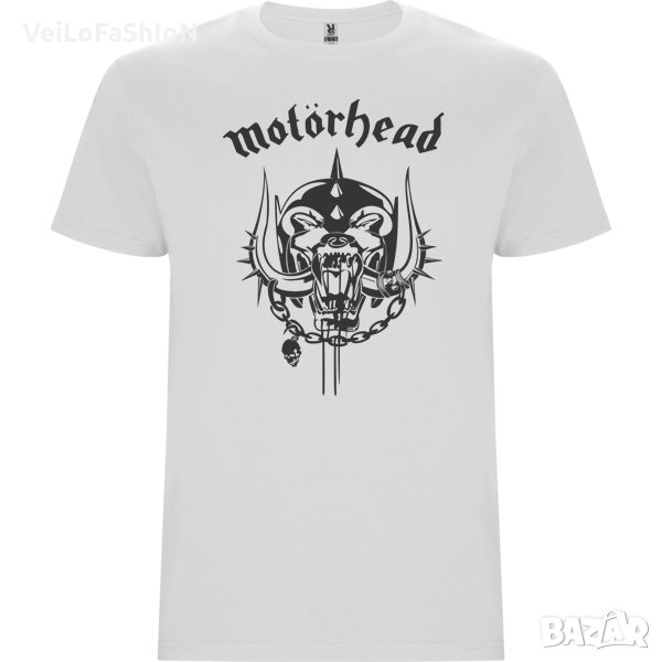 Нова мъжка тениска на музикалната група Motorhead (Моторхед) в бял цвят, снимка 1
