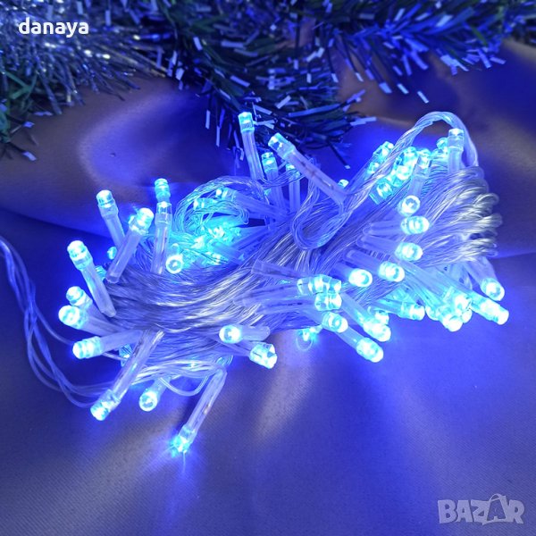 3256 Сини коледни лампички, 100 LED, 850 см, снимка 1