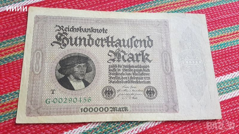 Банкнота 100000 марки 1923, снимка 1