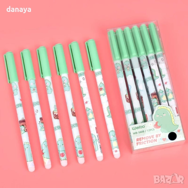 6115 Изтриваем химикал с гума тънкописец с черно мастило, снимка 1