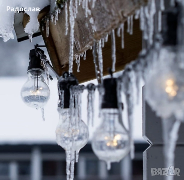 Водоустойчив гирлянд за външно осветление с 10 броя LED крушки., снимка 1
