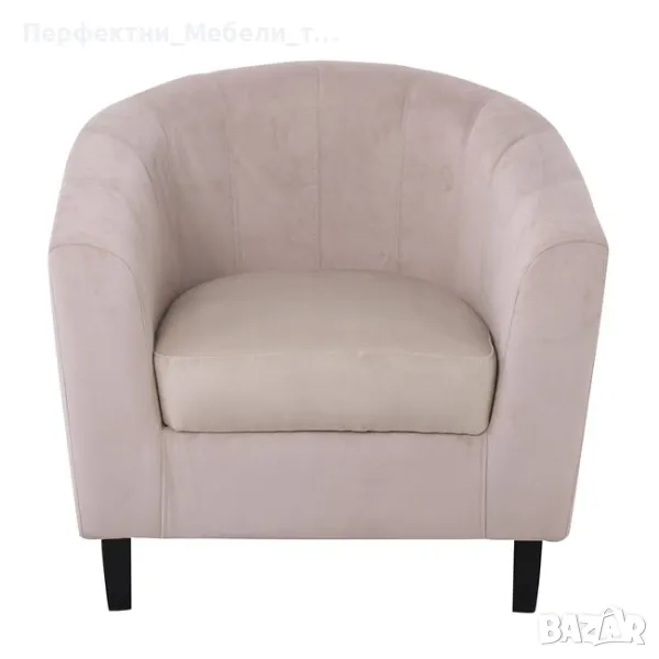 Кресло-фотьойл с плюшена нежна дамаска в бежев цвят., снимка 1