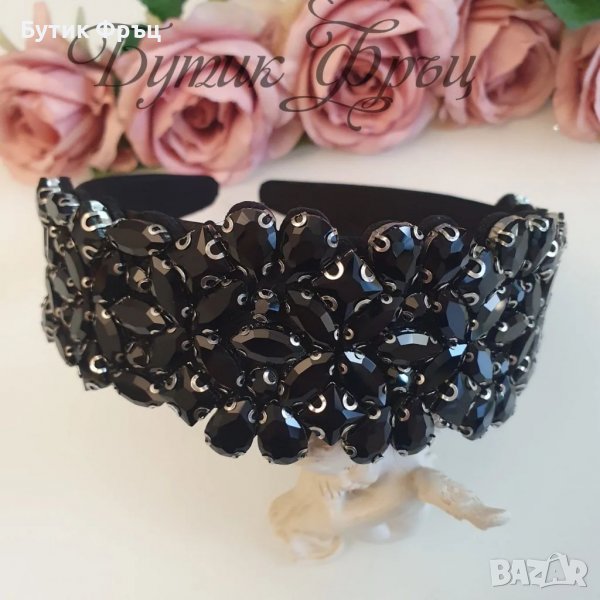 Диадема черни кристали Амира, снимка 1