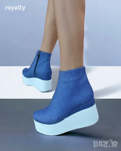 Боти на платформа - Деним, снимка 1