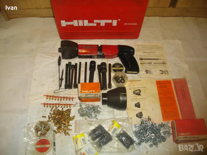 ГОЛЯМ ПЪЛЕН КОМПЛЕКТ HILTI DX600 ПИСТОЛЕТ ЗА БЪРЗ ДИРЕКТЕН МОНТАЖ В ЖЕЛЯЗО БЕТОН ОРИГИНАЛ ЛИХТЕНЩАЙН, снимка 1