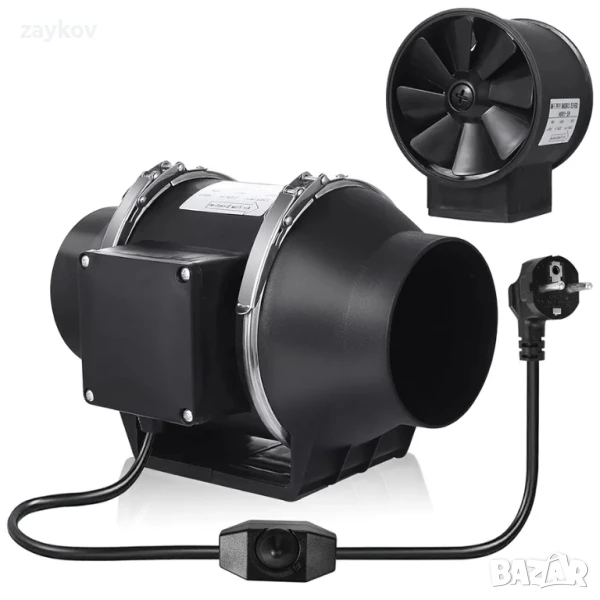 Тръбен вентилатор Vehipa, 100 мм, регулируем с контролер на скоростта, 220 м³/ч, снимка 1