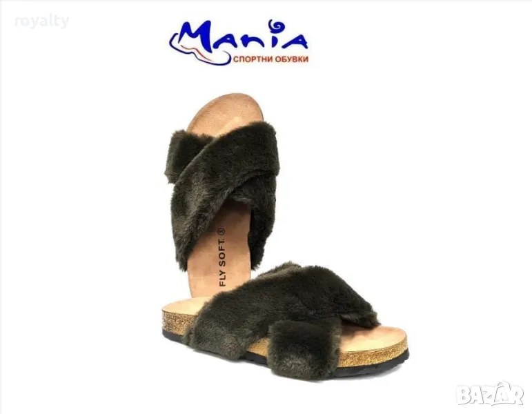 Дамски пухкави чехли в черно , снимка 1