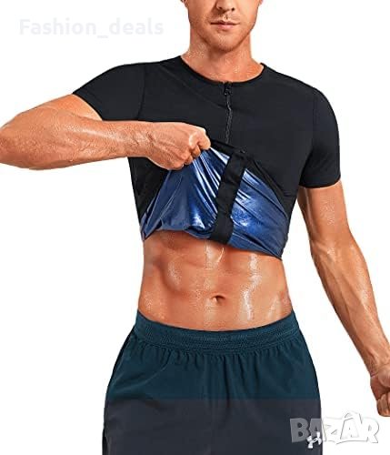 Нова Мъжка блуза за сауна с къс ръкав/Отслабване Спорт Тренировка, снимка 1