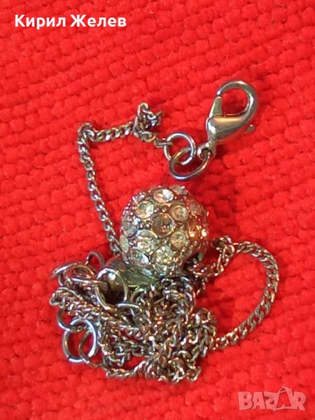 ПОСРЕБРЕНО НЕЖНО АРТ КОЛИЕ с МЕДАЛЬОН ТОПЧЕ с КРИСТАЛЧЕТА 27893 , снимка 1