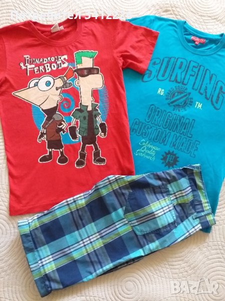 Лот тениски и бермуди Here and There 152 / 158, снимка 1