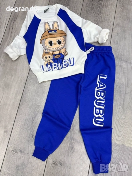 Детски памучен комплект Labubu в синьо, снимка 1