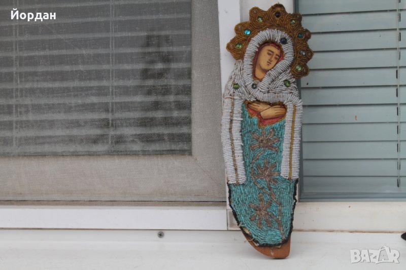 Руска икона рисувана, с мъниста , снимка 1