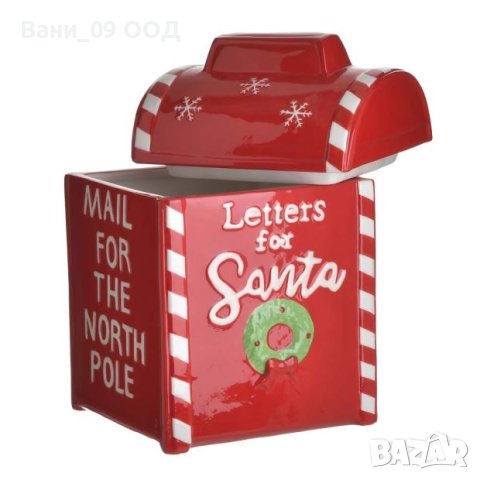 Керамична коледна кутия за сладки , снимка 2 - Аксесоари за кухня - 42323301