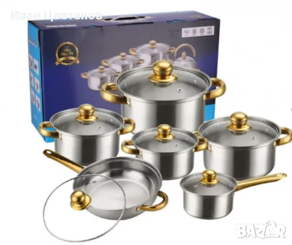 Комплект от 12 части за готвене от неръждаема стомана и незалепващо покритие