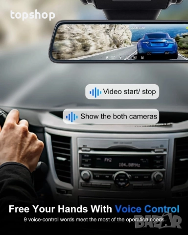 ThiEYE 4K Dash Carview 4 Mirror Dash Cam с камера за заден ход 10-инчов IPS сензорен екран...., снимка 2 - Аксесоари и консумативи - 51629091