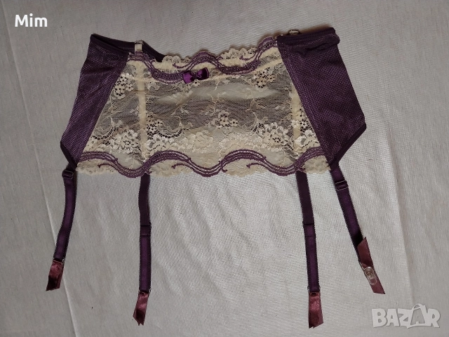 M/L Колан с жартиери за чорапи в лилаво с бяла дантела , снимка 6 - Бельо - 52598829