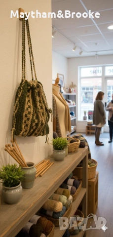 Ръчно изработена плетена торба в бохо (фолклорен) стил – уникален занаятчийски дизайн, снимка 4 - Чанти - 53867898