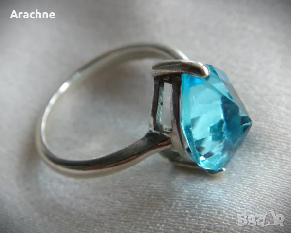 Сребърен западноевропейски пръстен с топаз, снимка 2 - Пръстени - 49618320
