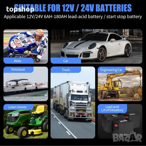 Зарядно за алумилатори E-FAST, 10A Lifepo4, 12/24V, всичко в 1 - камион, кола, мотоциклет, лодка..., снимка 2 - Аксесоари и консумативи - 50501973