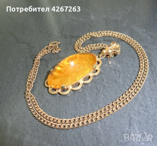 Разкошно ретро колие имитация на кехлибар, снимка 8 - Колиета, медальони, синджири - 52666691