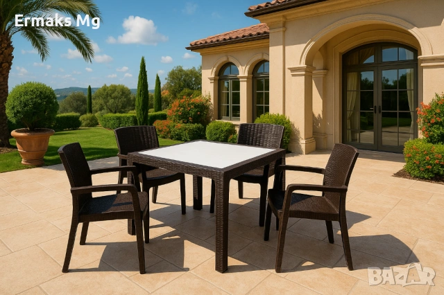 Градински комплект маса 1 бр. и 4 бр. столове Violet Trendlux Antrasit, Brown, White, Cappuccino, снимка 4 - Градински мебели, декорация  - 53784344