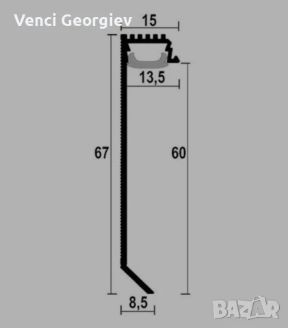 Профил за гипсокартонени тавани и скрит алуминиев перваз с LED, снимка 10 - Лед осветление - 51082010