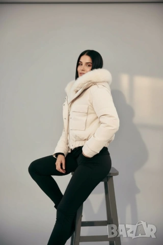 Уникално късо зимно яке с пух три цвята , снимка 14 - Якета - 47977264