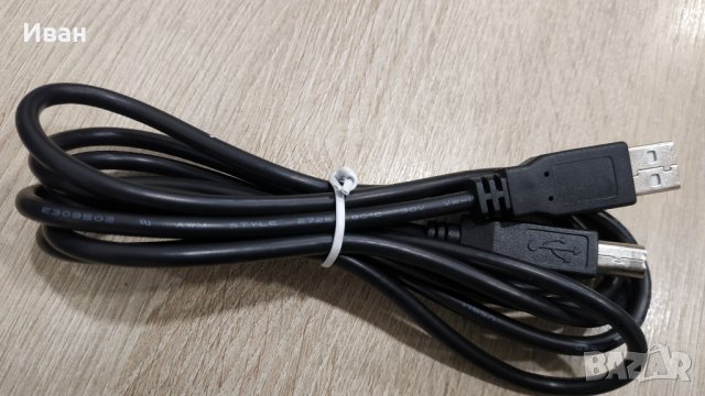Кабел USB A(мъжко) към USB B(мъжко), 1.9m, черен, снимка 3 - Кабели и адаптери - 39461861