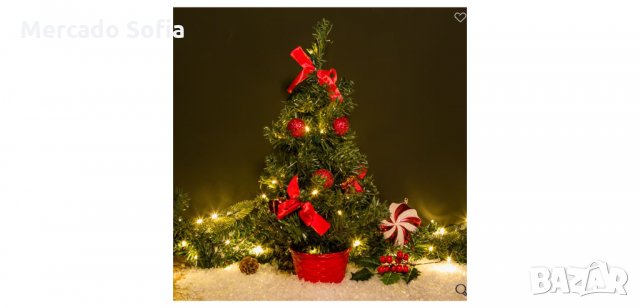 Коледна декоративна елха-саксия, Червени топки, 20 Led светлини - 50см , снимка 2 - Декорация за дома - 34737012