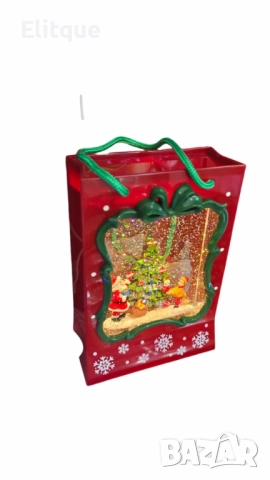 Празнична Коледна декорация във вид на подаръчна чанта със светлини и снежен ефект, снимка 8 - Други стоки за дома - 52831794