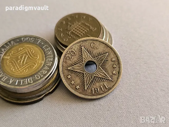 Монета - Белгийско Конго - 20 сантима | 1911г.