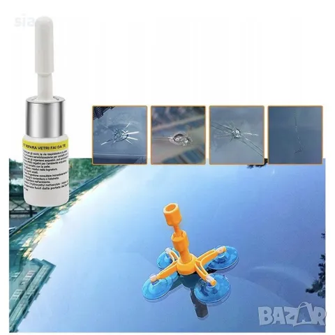 Лепило за стъкло, ремонтен комплект за спукани стъкла , Лапички, 6 части