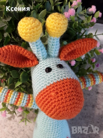 Подаръци за Св. Валентин. Плетена играчка Жираф, Ръчно изработена, Перфектен подарък, снимка 4 - Романтични подаръци - 53400265