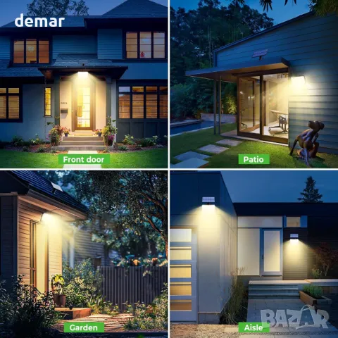 nipify 2 броя LED соларни охранителни лампи, сензор за движение, 3 режима, IP65, снимка 7 - Соларни лампи - 49116234