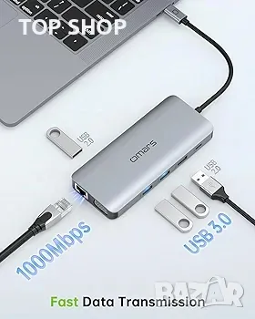 Omars USB C докинг станция с троен дисплей, 11 в 1, снимка 3 - Друга електроника - 48697669