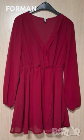 СТРАХОТНА рокля в цвят вино, снимка 4 - Рокли - 48341437