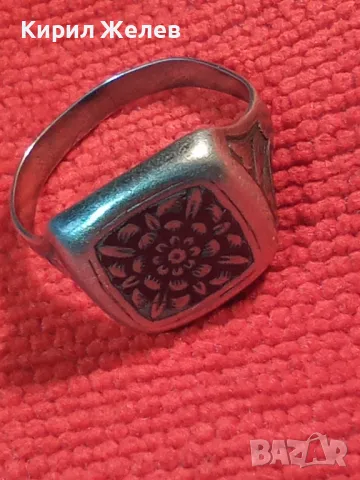 Стар РУСКИ СРЕБЪРЕН ПРЪСТЕН СРЕБРО 875 с НИЕЛО ОРНАМЕНТИКА и ПЕЧАТИ 5СЧ СЪРП и ЧУК в ПЕТОЛЪЧКА 47494, снимка 12 - Антикварни и старинни предмети - 49294727