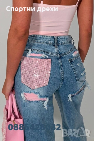 уникален модел дънки с камъчета, снимка 3 - Дънки - 53822550