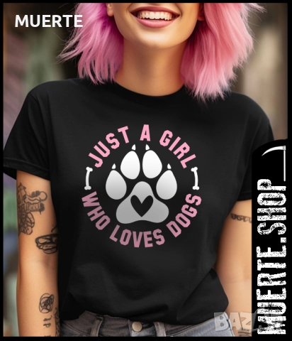 Дамска тениска с щампа GIRL WHO LOVES DOGS