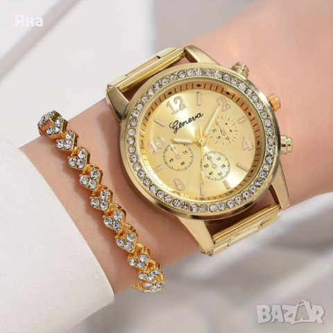 Луксозен дамски часовник в комплект с изящна гривна., снимка 1 - Дамски - 44811342