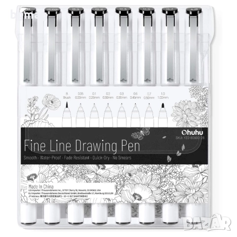 Ohuhu Art Marker Set-маркери-тънкописци,  комплект 8 размера/дебелини, снимка 14 - Ученически пособия, канцеларски материали - 52146676