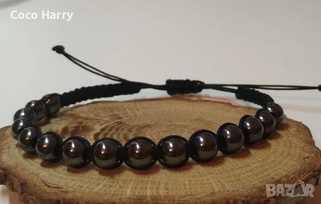 Гривни с Хематит,ръчно изработени, снимка 3 - Гривни - 53011411