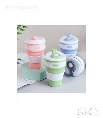 2918 Сгъваема силиконова чаша с капак, в различни цветове, снимка 17 - Чаши - 34265643
