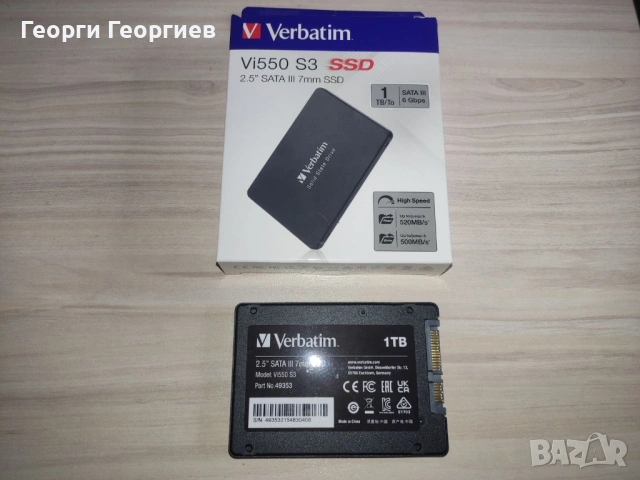 Ново SSD 1TB Verbatim Vi550 на 1 ден работа, снимка 2 - Твърди дискове - 53439121