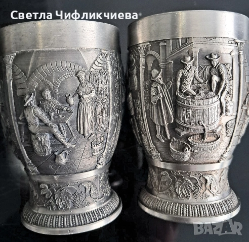 Колекционерски чаши с релефни сцени на исторически мотиви, снимка 2 - Антикварни и старинни предмети - 53401978
